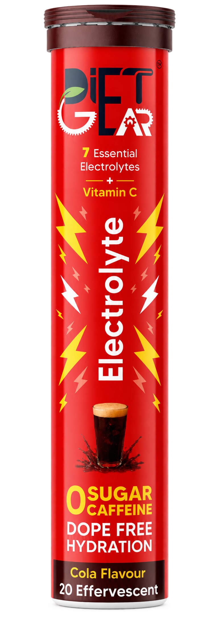 Diet Gear Electrolyte Cola Flavour tube of 20 effervescent tablets