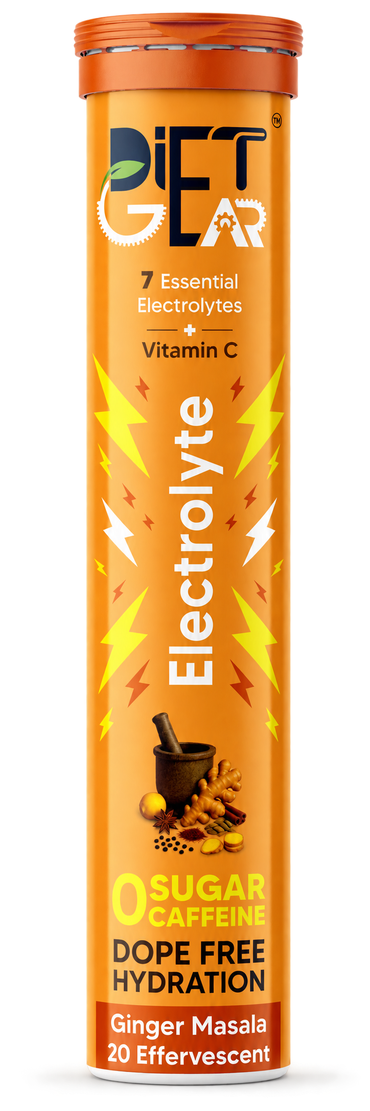 Diet Gear Electrolyte Ginger Masala tube of 20 effervescent tablets