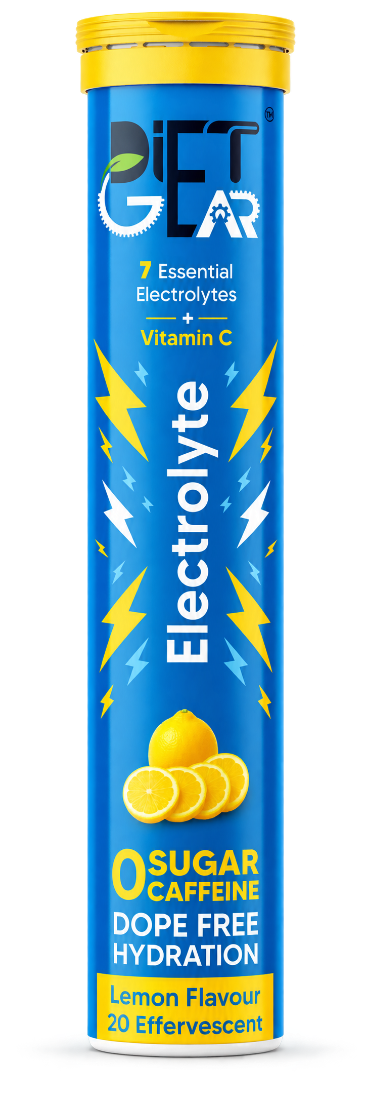 Diet Gear Electrolyte Lemon Flavour tube of 20 effervescent tablets