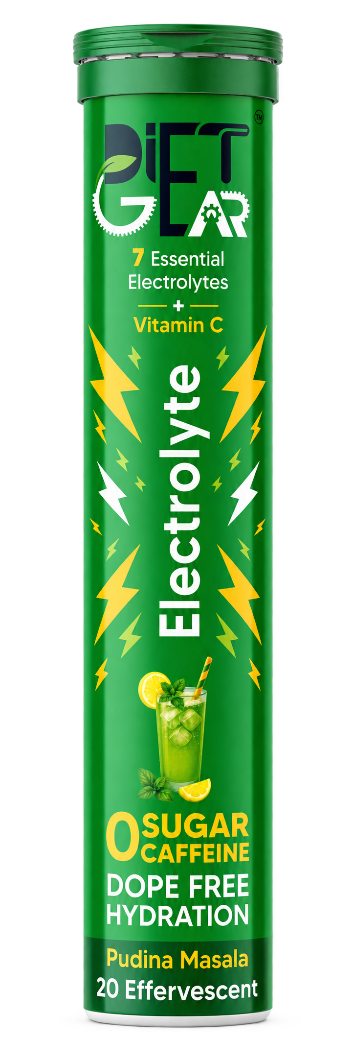 Diet Gear Electrolyte Pudina Masala tube of 20 effervescent tablets