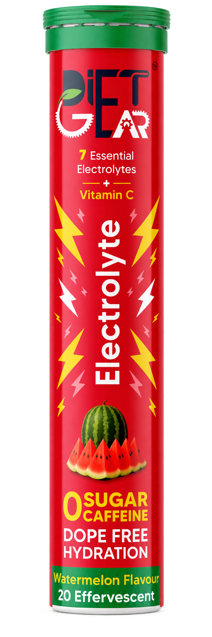 Diet Gear Electrolyte Watermelon Flavour tube of 20 effervescent tablets